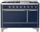 Ilve® Majestic III 48" Midnight Blue Pro Style Dual Fuel Natural Gas Range with Solid Door and Chrome Trim-0