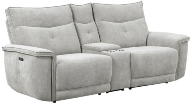 Homelegance® Tesoro Mist Gray Power Double Reclining Loveseat with Center Console and Power Headrests-0