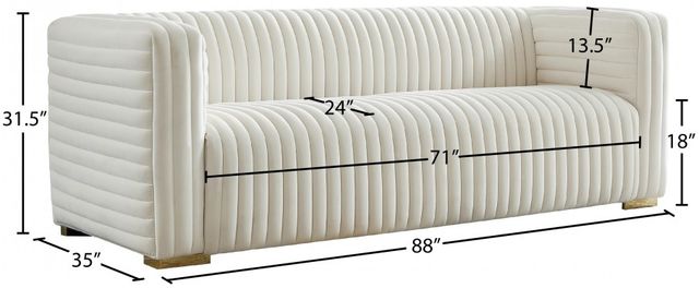 Meridian Furniture Ravish Cream Velvet Sofa-2