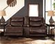 Ashley® Blairstown Chocolate Brown Power Reclining Loveseat with Console-4