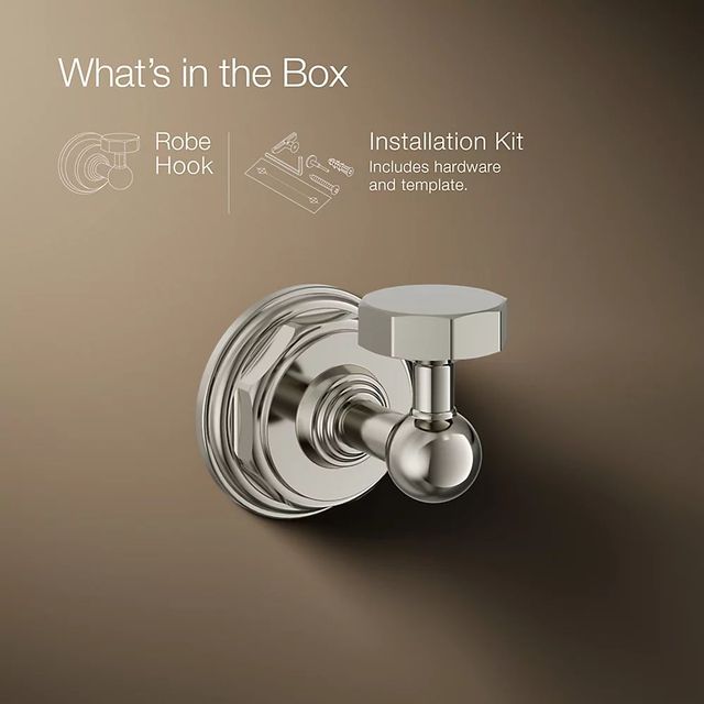 KOHLER® Pinstripe® Vibrant Polished Nickel Robe Hook -3