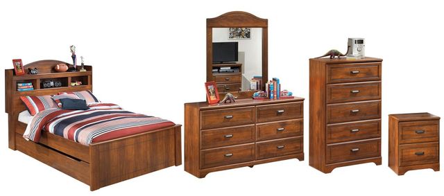 Signature Design by Ashley® Barchan 5-Piece Medium Brown Twin Bookcase Bed Set-0