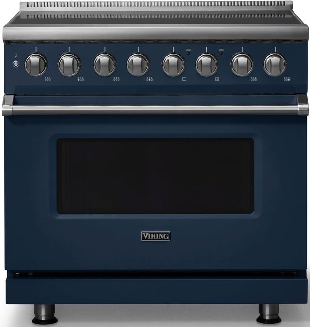 Viking® 5 Series 36" Slate Blue Pro Style Induction Range with Polished Chrome Trim-0