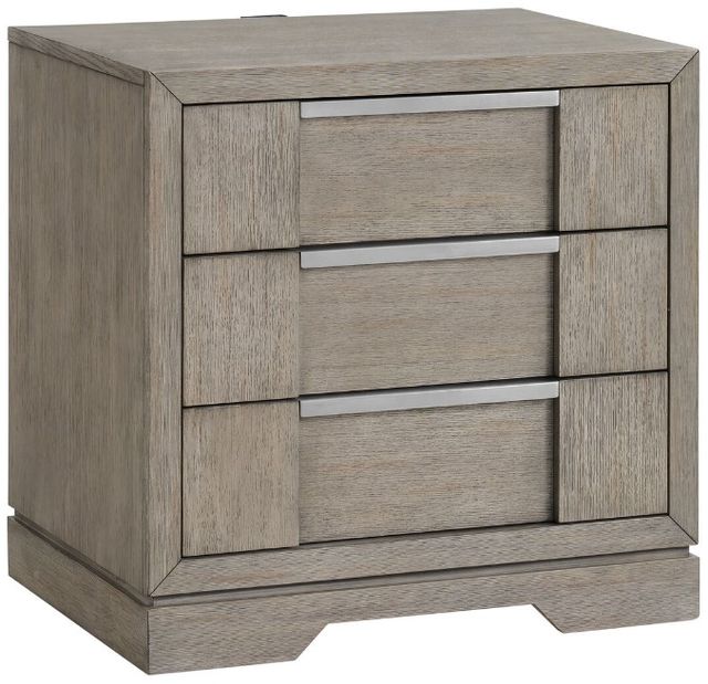 Elements International Kelis Gray 3-Drawer Nightstand with USB-0