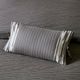 Olliix by N Natori Grey Hanae Embroidered Cotton Oblong Decorative Pillow-1