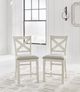 Signature Design by Ashley® Robbinsdale Antique White Upholstered Bar Stool-2