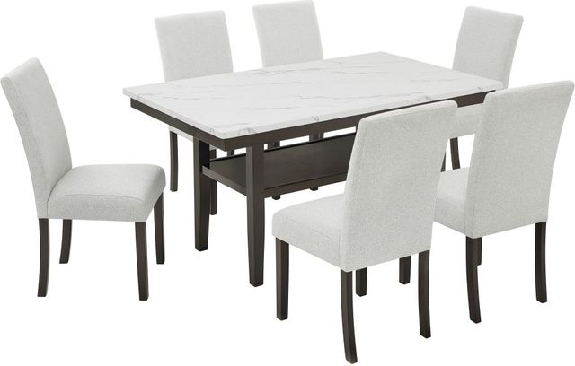 New Classic® Home Furnishings Carissa 7-Piece Espresso/Stone Dining Table Set-0