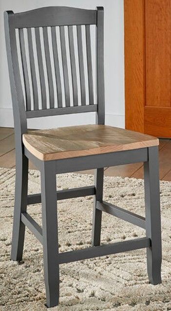 A-America® Port Townsend Gull/Seaside Pine Slatback Counter Stool-1