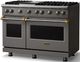 Viking® 5 Series 48" Damascus Gray Pro Style Gas (LP) Range with Brushed Brass Trim-2