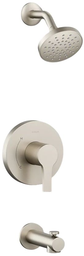 KOHLER® Elate® Rite-Temp® Vibrant Brushed Nickel 1.5 GPM Bath and Shower Trim Kit-0