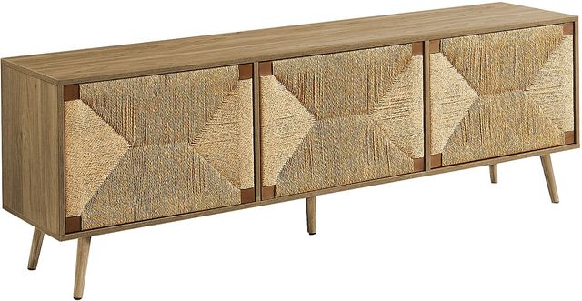 Monarch Specialties Inc. Natural Seagrass/Walnut 72" TV Stand-0