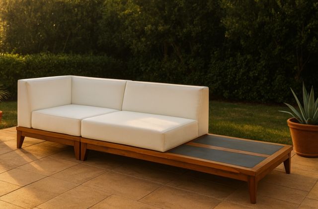 Meridian Furniture Rio Off-White Fabric/Wooden Outdoor Patio Modular Sofa-3