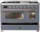 Ilve® Majestic III 48" Blue Gray Pro Style Dual Fuel Liquid Propane Range with Triple Glass Door and Copper Trim-1