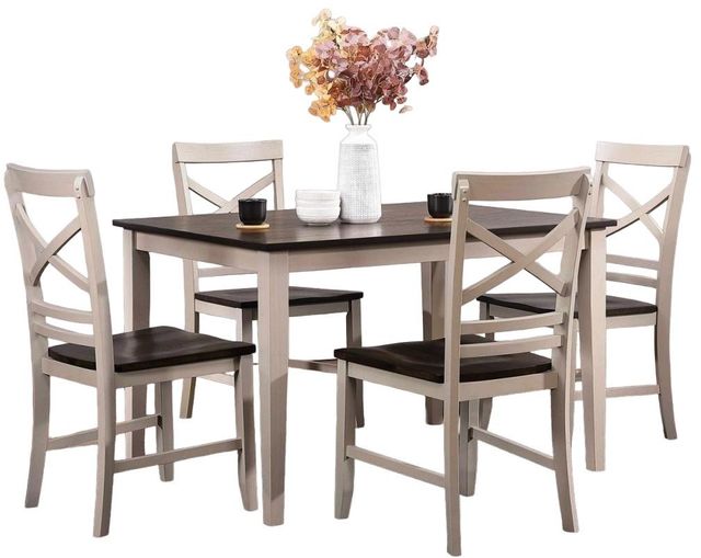 Urban Styles Furniture Reno 5-Piece Dark Walnut/Ivory Table and Dining Chair Set-0
