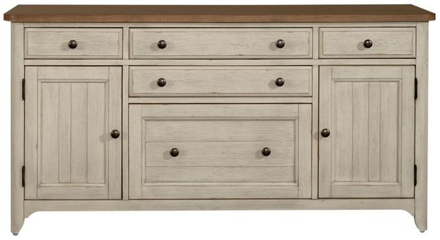Liberty Furniture Farmhouse Reimagined Antique White/Chestnut Credenza-2