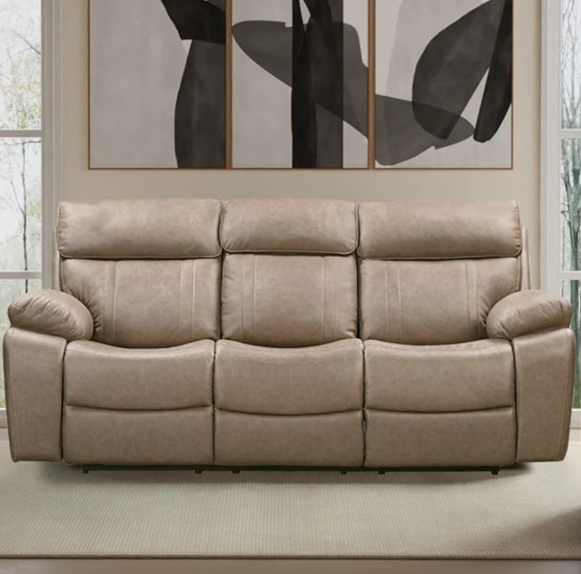 Parker House® Theon Stokes Toffee Manual Reclining Sofa with Drop Down Table-1