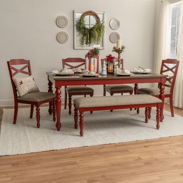 Powell® Trimble 6-Piece Beige/Red Dining Set-1