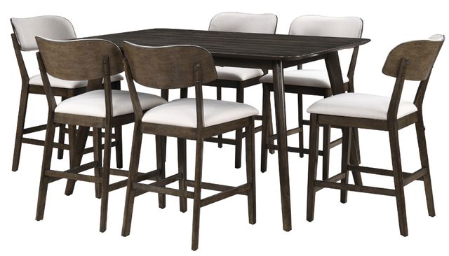 New Classic® Home Furnishings Rex 7-Piece Beige/Walnut Counter Dining Set-0