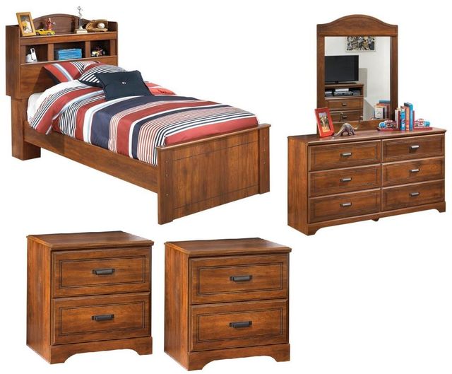 Signature Design by Ashley® Barchan 5-Piece Medium Brown Twin Bookcase Bed Set-0