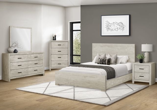 Monarch Specialties Inc. Bleached Oak Queen Panel Bed-1