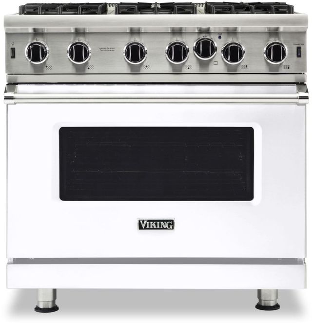 Viking® 5 Series 36" White Pro Style Natural Gas Range-0