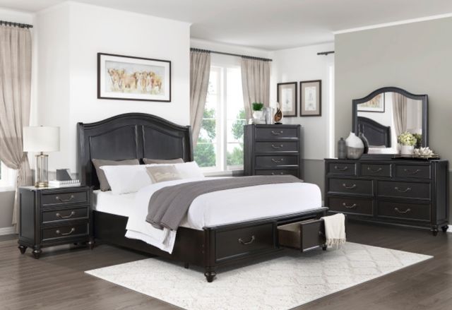 Mazin Furniture Herman Charcoal Brown Eastern King Platform Bed with Footboard Storage-3