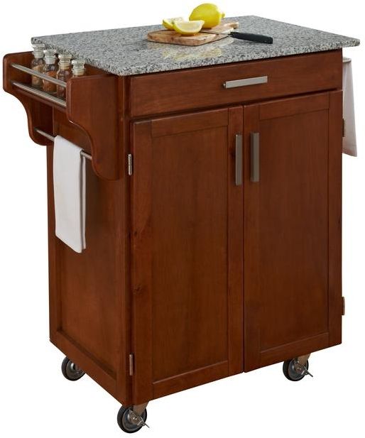 homestyles® Cuisine Cart Medium Oak/Salt-and-Pepper Granite Kitchen Cart-0