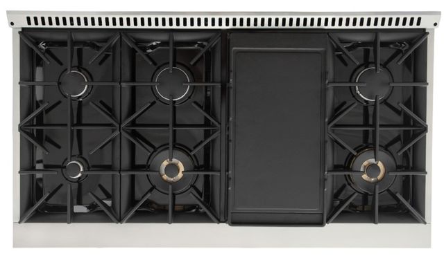 Kucht Professional KDF Series 48" Stainless Steel Pro Style Dual Fuel Range with White Door and Gold Handle-3