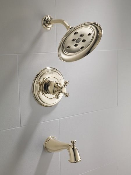 Delta Cassidy® Monitor® 14 Series H2Okinetic® Polished Nickel Less Handle Tub and Shower Trim-1