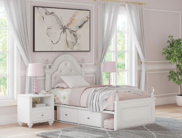 Signature Design by Ashley® Maylilly White Youth Twin Storage Panel Bed-1