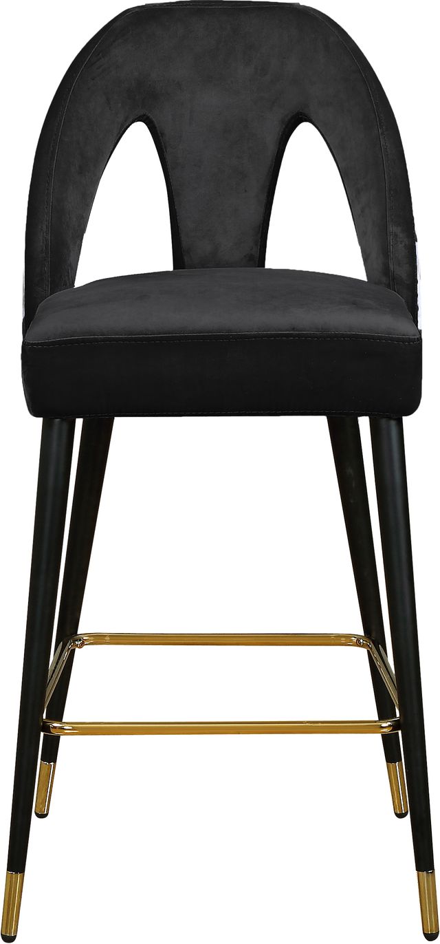 Meridian Furniture Akoya 2-Piece Black Velvet Counter Stools-3