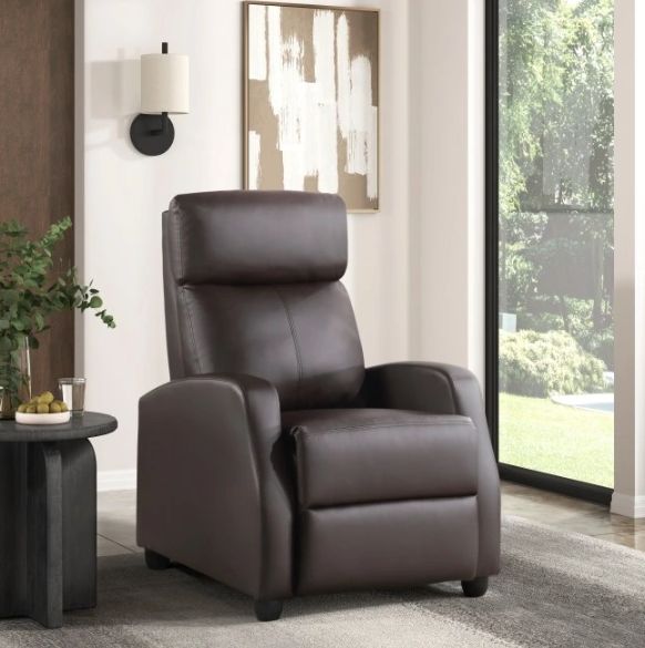 Homelegance® Greenfield Dark Brown Push Back Reclining Chair-1