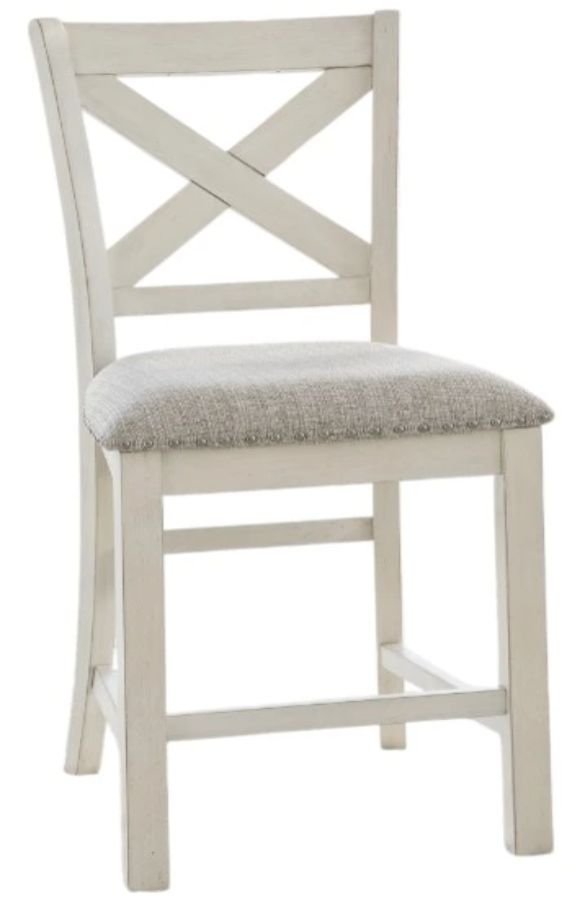 Signature Design by Ashley® Robbinsdale Antique White Upholstered Bar Stool-0
