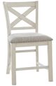Signature Design by Ashley® Robbinsdale Antique White Upholstered Bar Stool-1