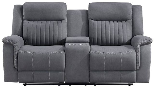 Homelegance® Dean Gray Double Manual Reclining Loveseat with Center Console-2