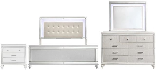 New Classic® Home Furnishings Valentino 4-Piece White Queen Panel Bedroom Set-0