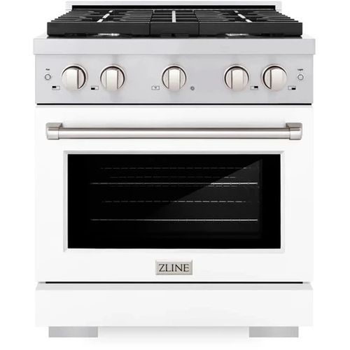 ZLINE 30" Stainless Steel Pro Style Gas Range with White Matte Door-0