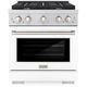 ZLINE 30" Stainless Steel Pro Style Gas Range with White Matte Door-0