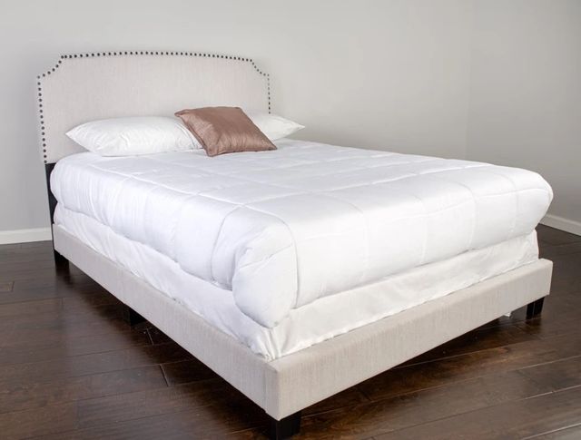 Bernards Amy Beige Upholstered Queen Panel Bed-1