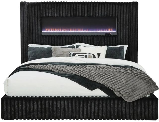 Signature Design by Ashley® Agrander Black King Upholstered Panel Bed-2