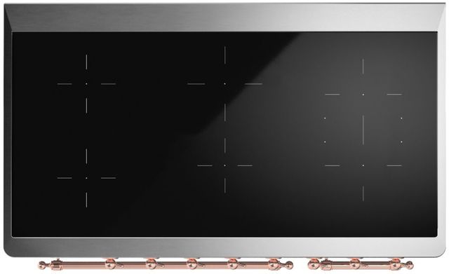 Ilve® Majestic III 48" Blue Gray Pro Style Induction Range with 6 Elements and Copper Trim-3