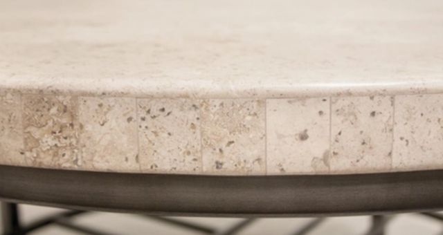 Riverside Furniture Capri Alabaster Travertine Coffee Table with Black Base-3