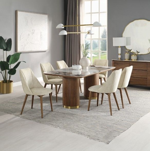 ACME Furniture Willene 2-Piece Beige/Walnut Side Chair Set-2