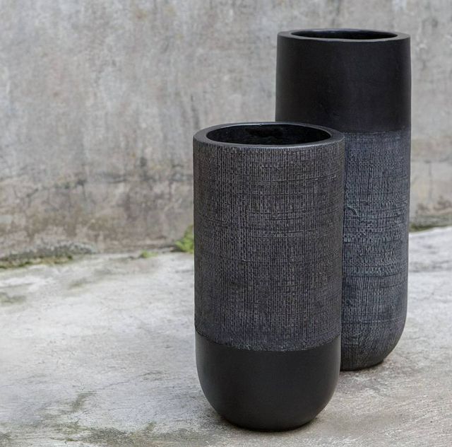 Uttermost® Woven Shadow 2-Piece Matte Black Vase Set-1