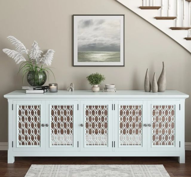 Jofran Inc. Isabella White 86" Mirrored Accent Cabinet-1