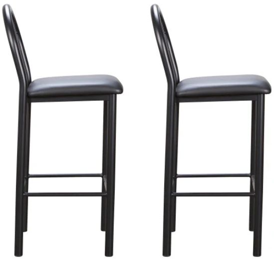 Linon Soleil 2-Piece Black Vinyl Metal Barstool Set-4