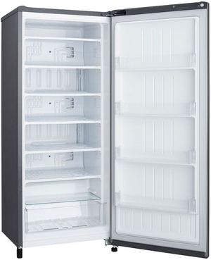 Front view of the LG 5.8 Cu. Ft. Platinum Silver Single Door Freezer
