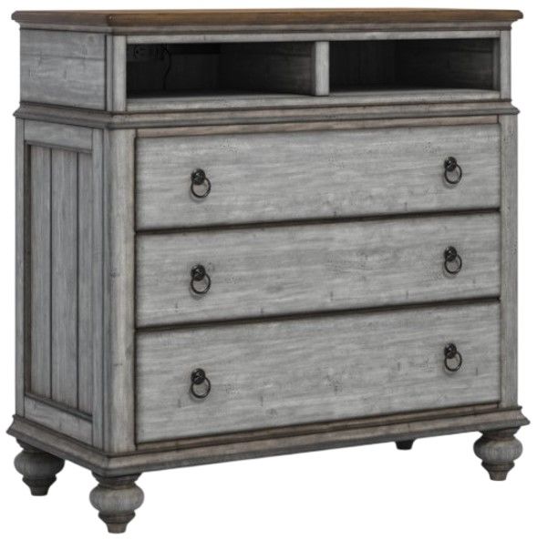 Flexsteel® Plymouth® Distressed Graywash Media Chest-0