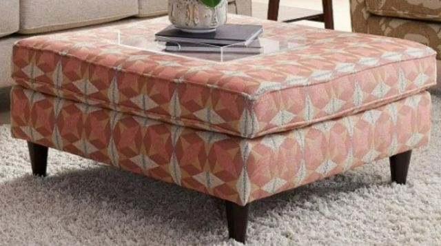 Fusion Furniture Starter Jute Rhombus Paprika Red Cocktail Ottoman-2