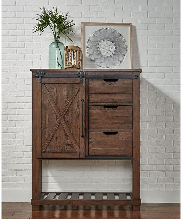 A-America® Sun Valley Rustic Timber Brown Barn Door Accent Cabinet